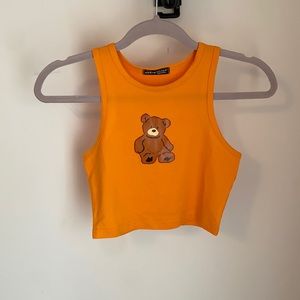 orange teddy bear cropped tank